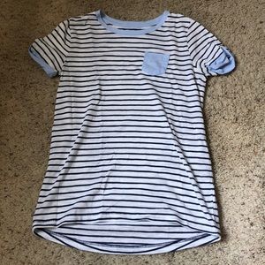 Blue and white striped tee shirt